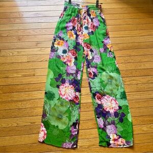Zara Women’s Sz S printed floral palazzo trousers boho resort wear hard to find